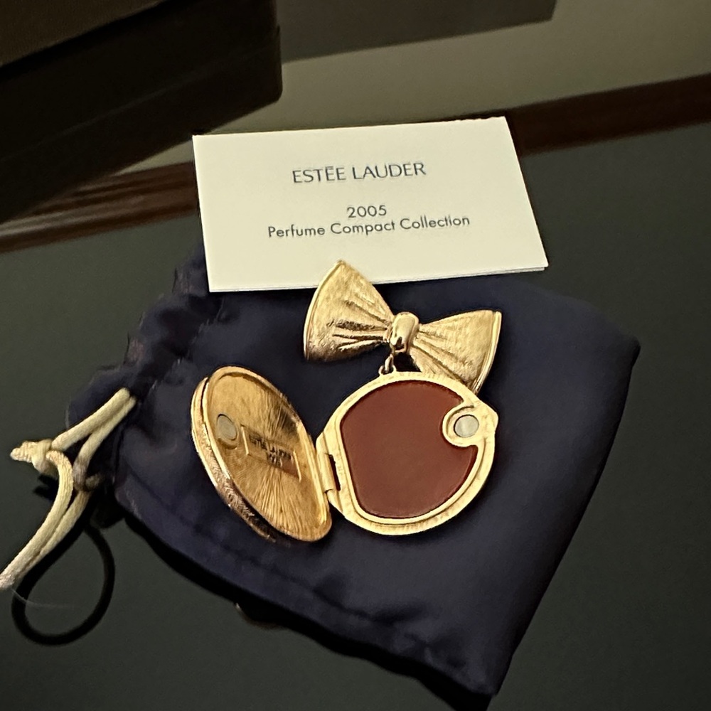 Estee Lauder Gold Perfume Compact with Bow